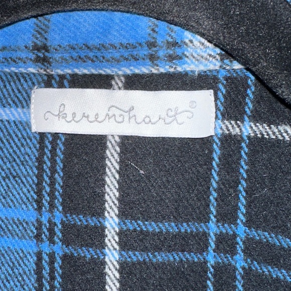 KEREN Hart Blue and Black Plaid Button Down Shirt - Picture 2 of 5